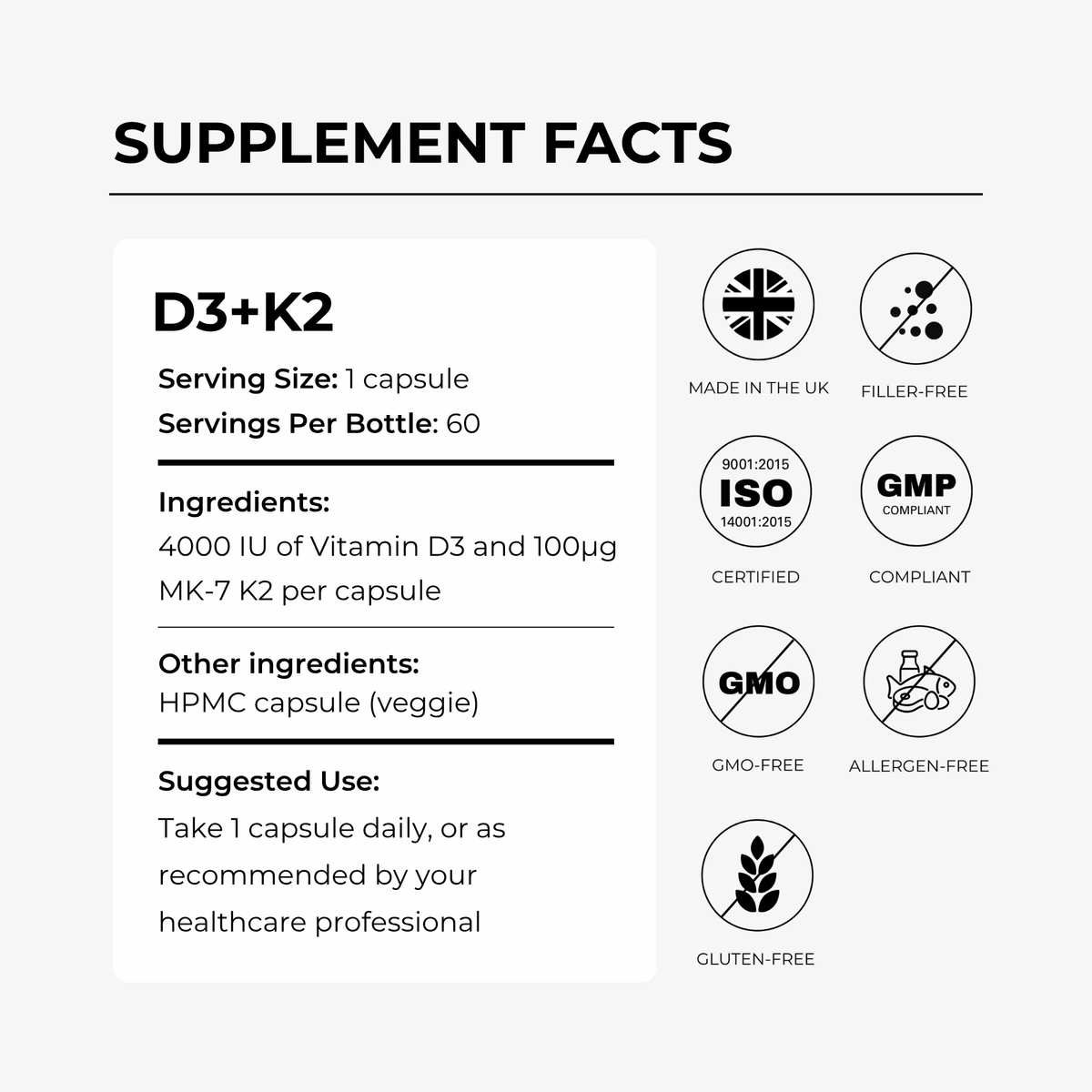 Vitamin D3 (4000IU) + K2 (MK-7)